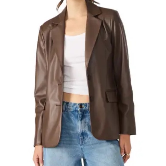 NWT Steve Madden Faux Leather Boyfriend Blazer -size XS - Picture 1 of 7